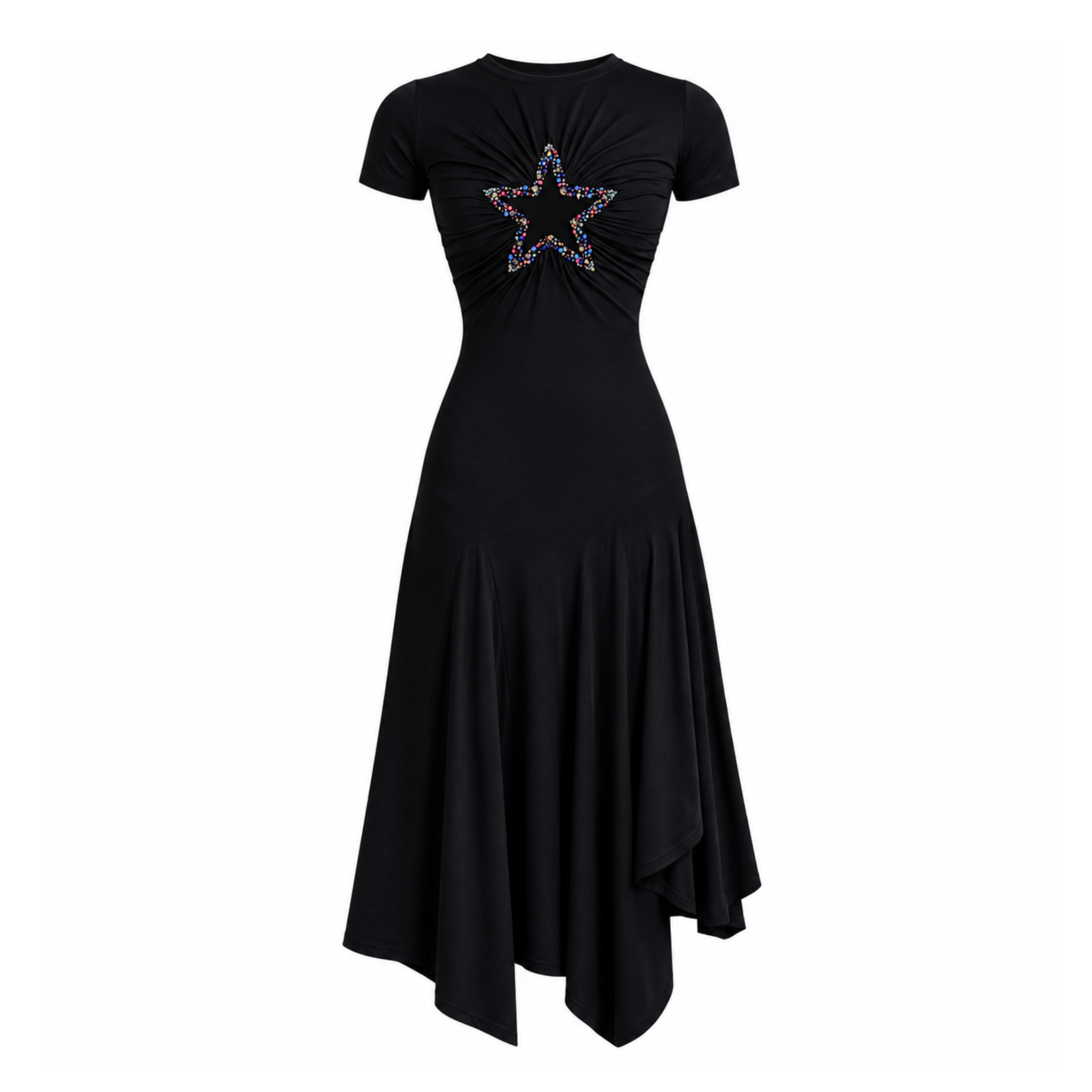 Black Star Emroidered Dress
