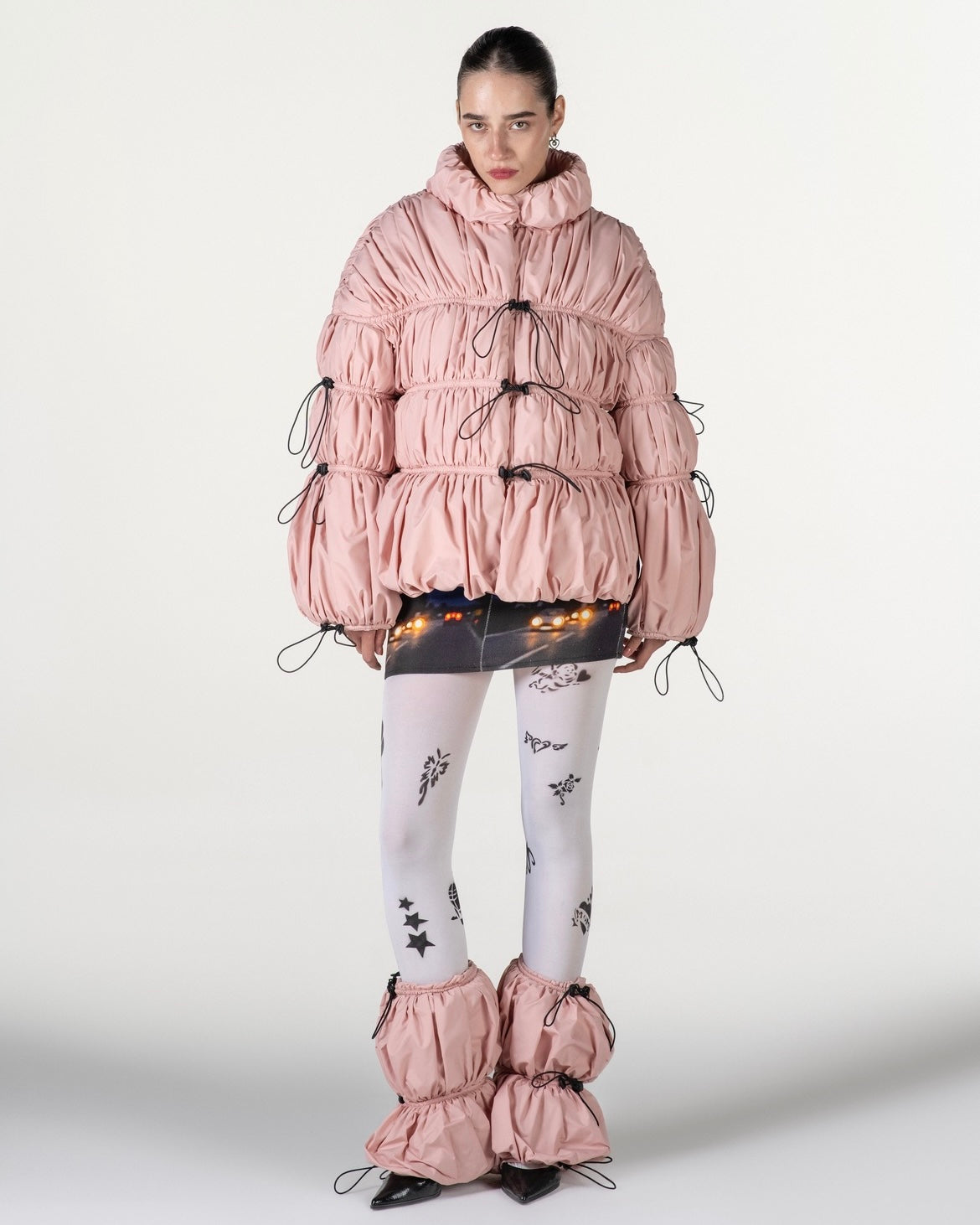 Ruffled Pink Puffer Jacket