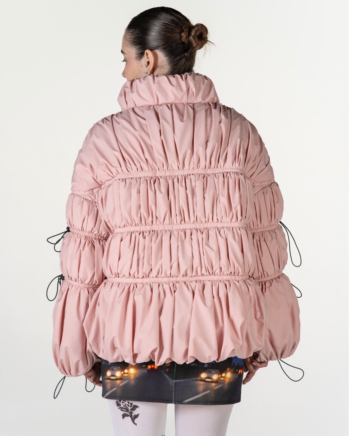 Ruffled Pink Puffer Jacket