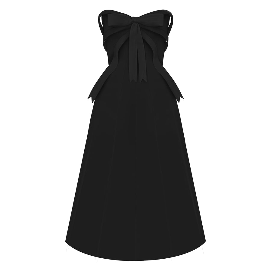 Black bow midi dress