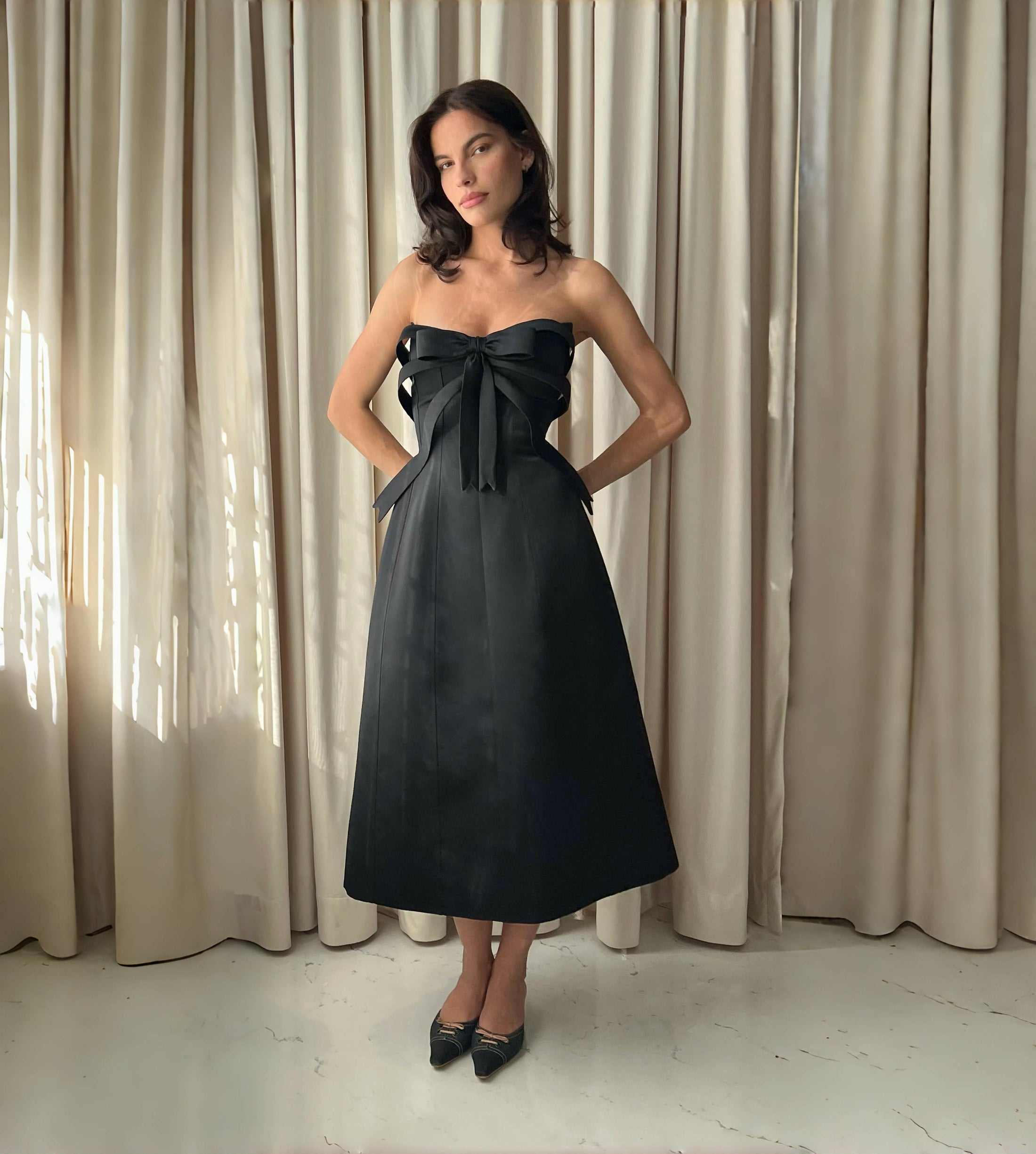 Black Bow Midi Dress