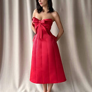 Red Bow Midi Dress