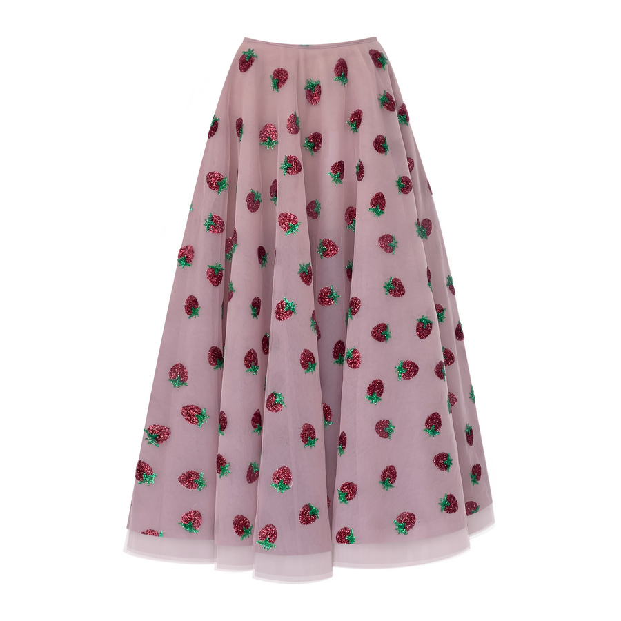 Pink strawberry tulle skirt