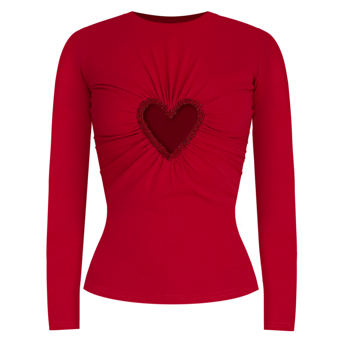 Red Heart Embroidered Top