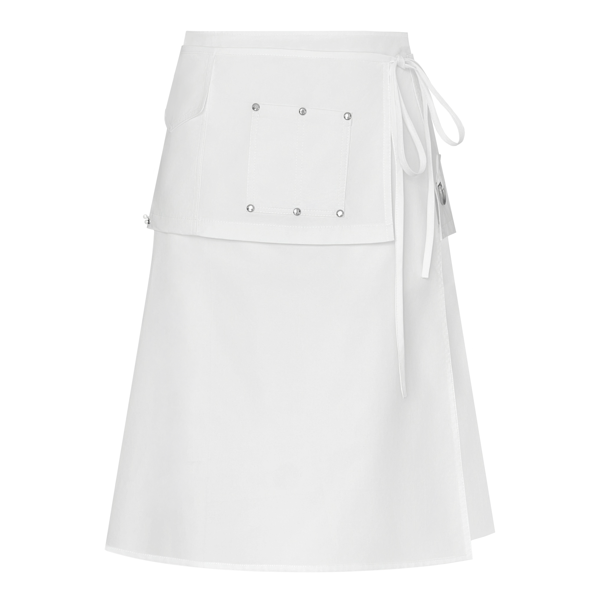 White Utility Belt Midi Skirt