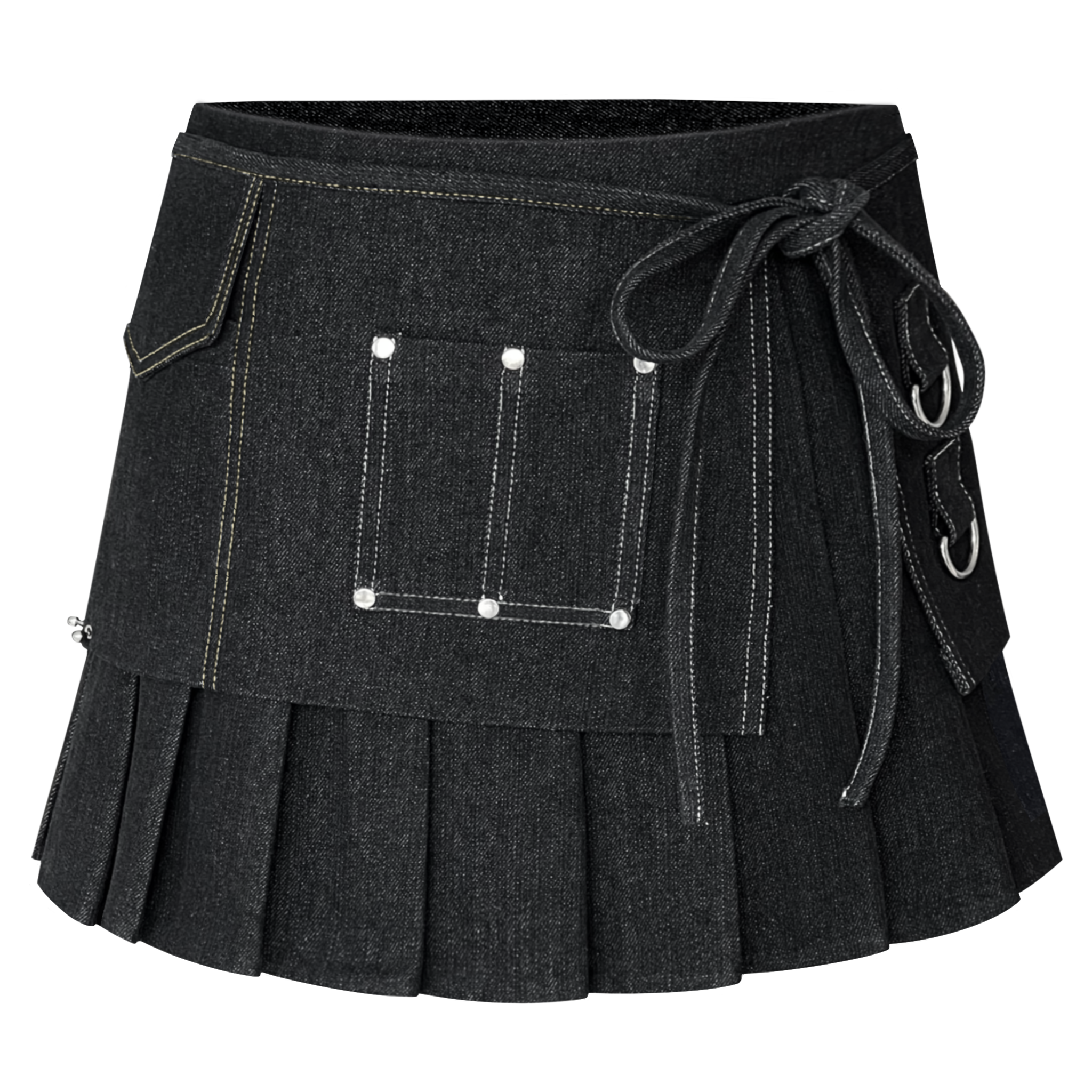 Black Utility Belt Mini Skirt