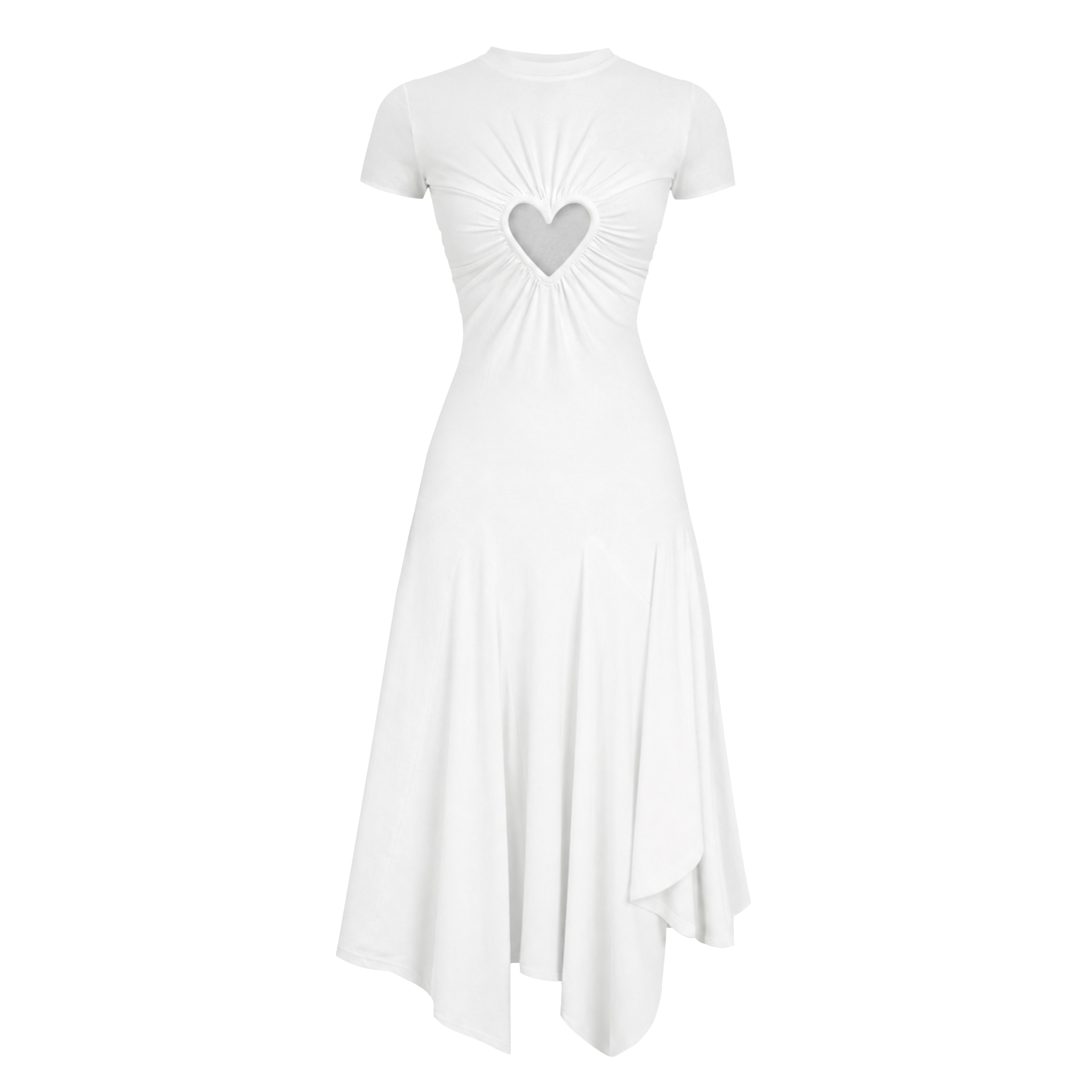 White Heart Cutout Dress