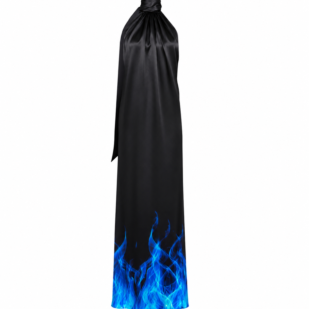 blue fire dress In Blue Flames, female, dress, bonito, abstract, fire, fantasy, flames, dark, HD wallpaper