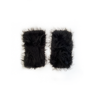 Faux fur leg warmers - Black with glitter chain selling link detail