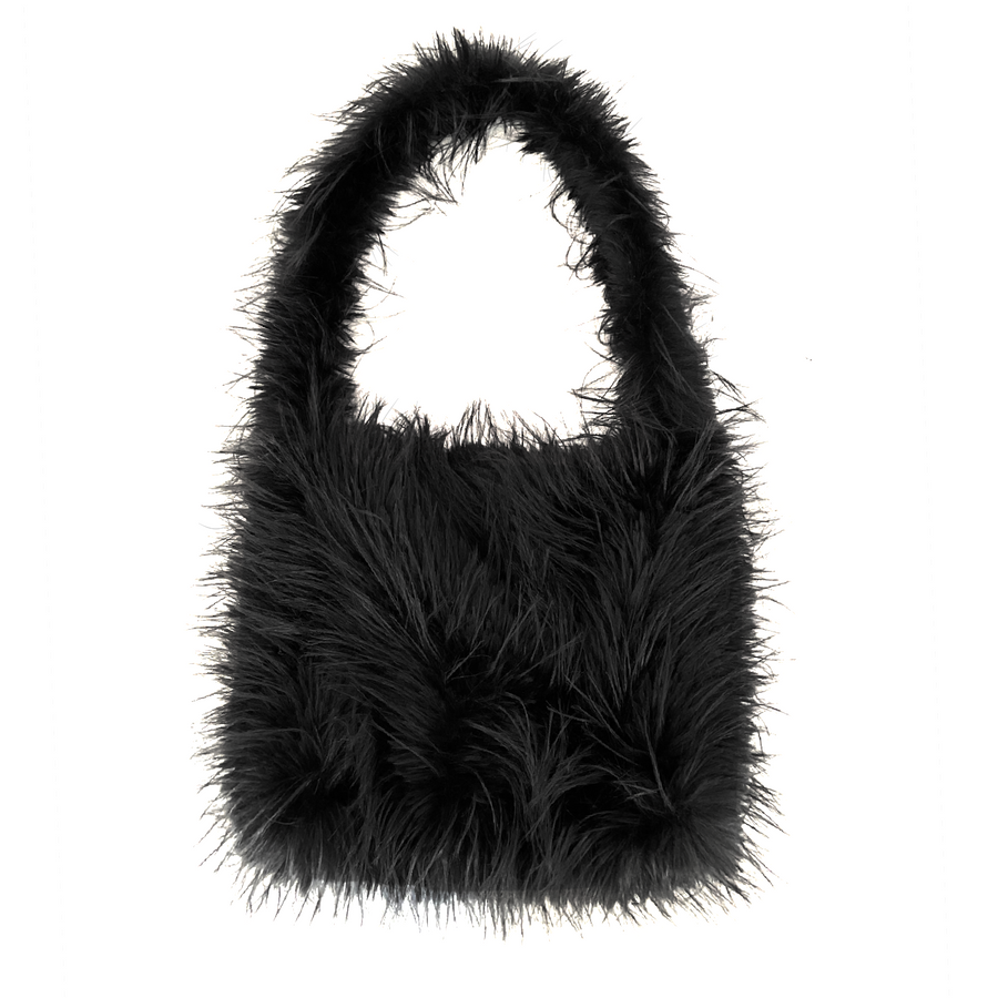 Black faux fur shoulder bag sale