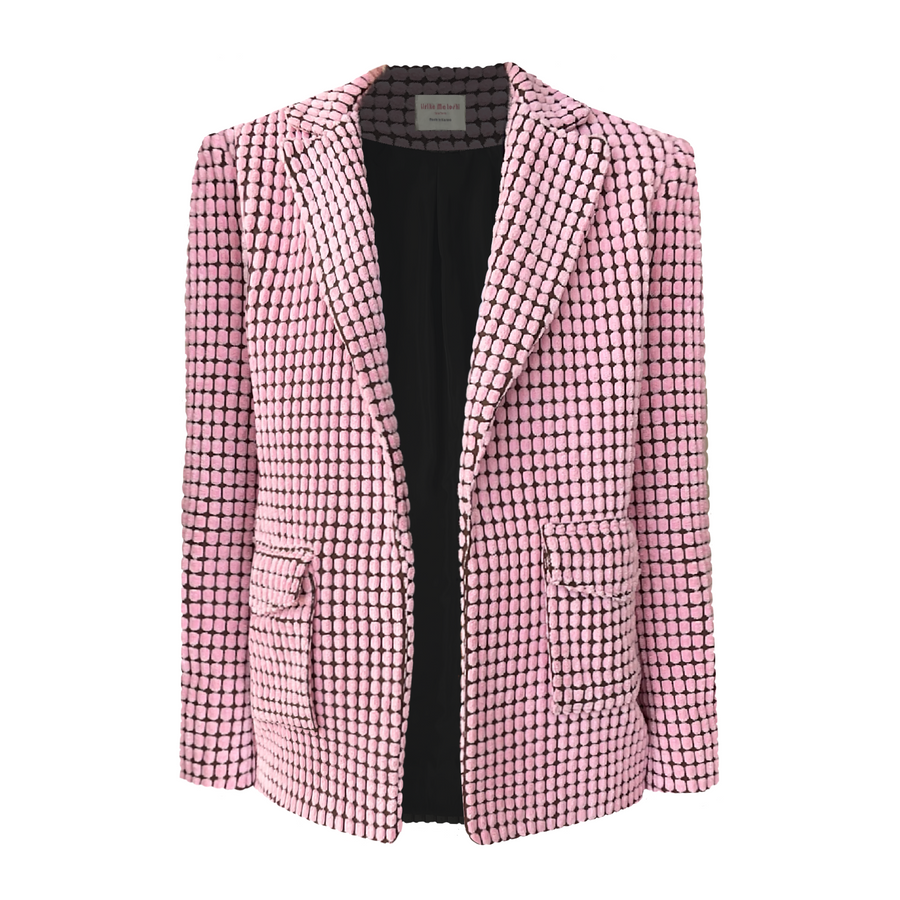 Pink velvet blazer jacket