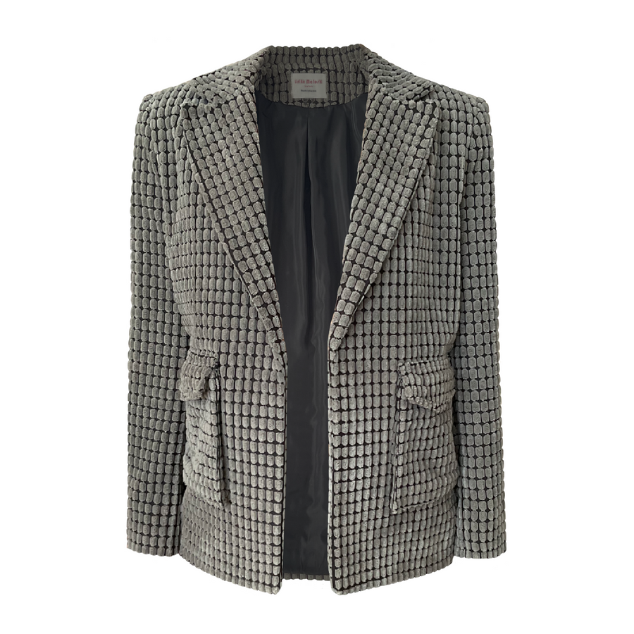 Grey velvet blazer jacket
