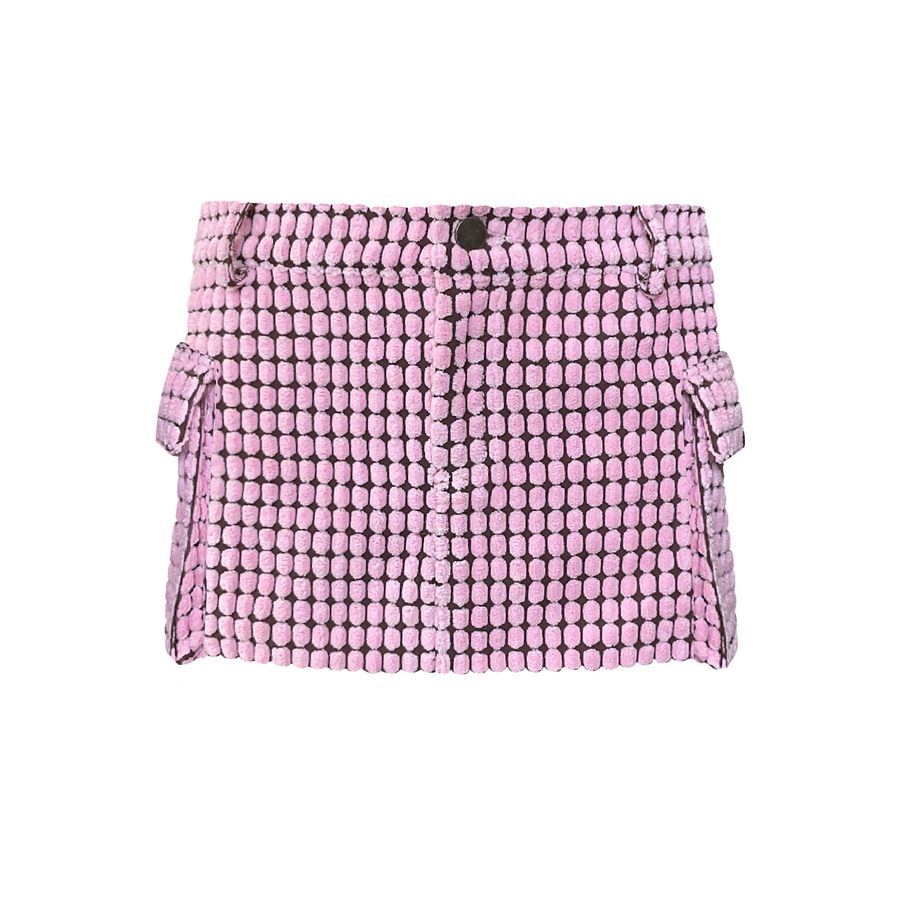 Pink velvet skirt