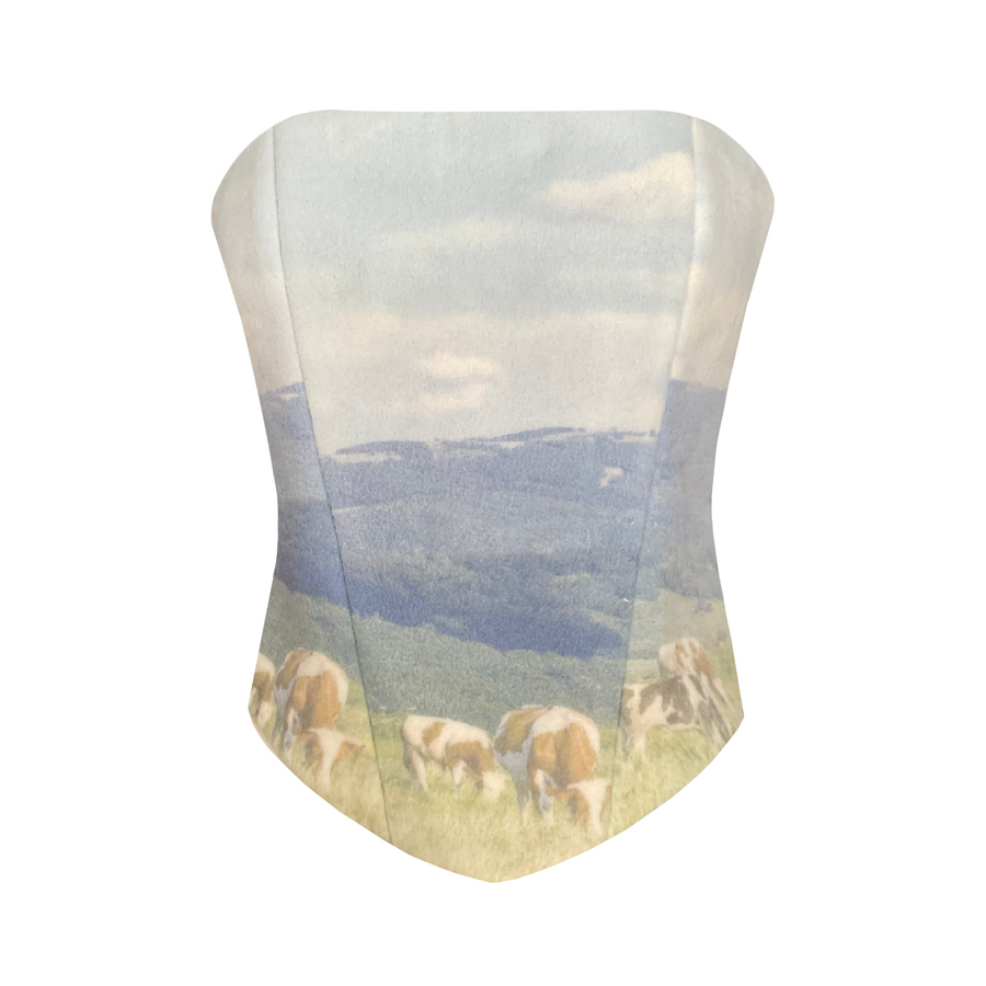 Corset with printed nature landscape