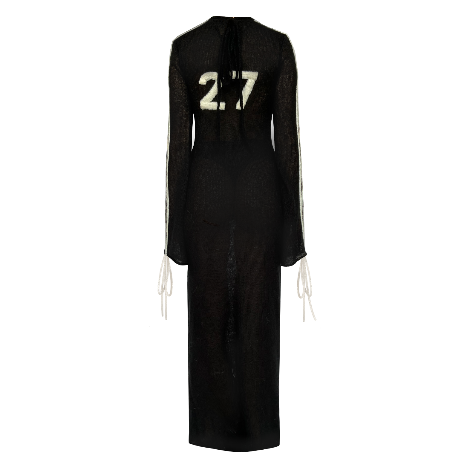 Black sheath dress with long sleeves and vintage keychains