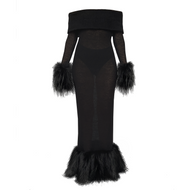 Fur on sale black dress