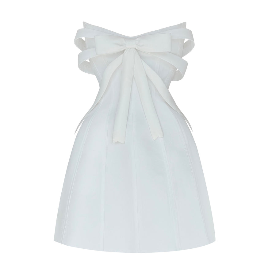 White mini bow dress