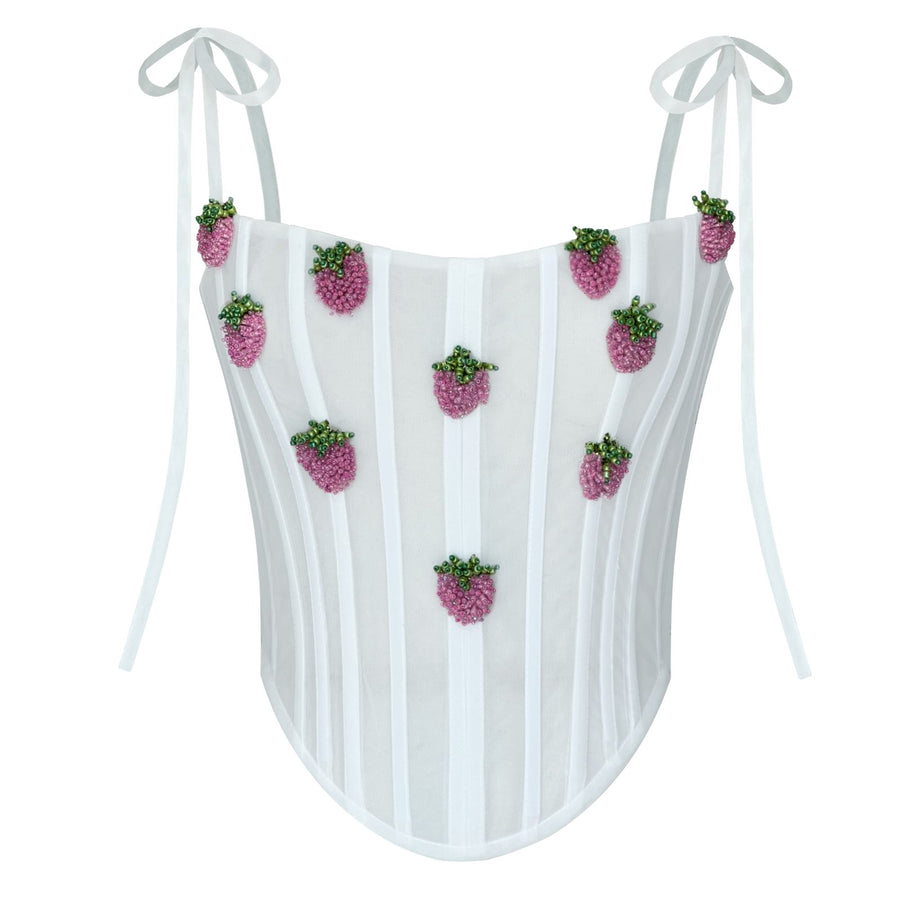 White corset with strawberries