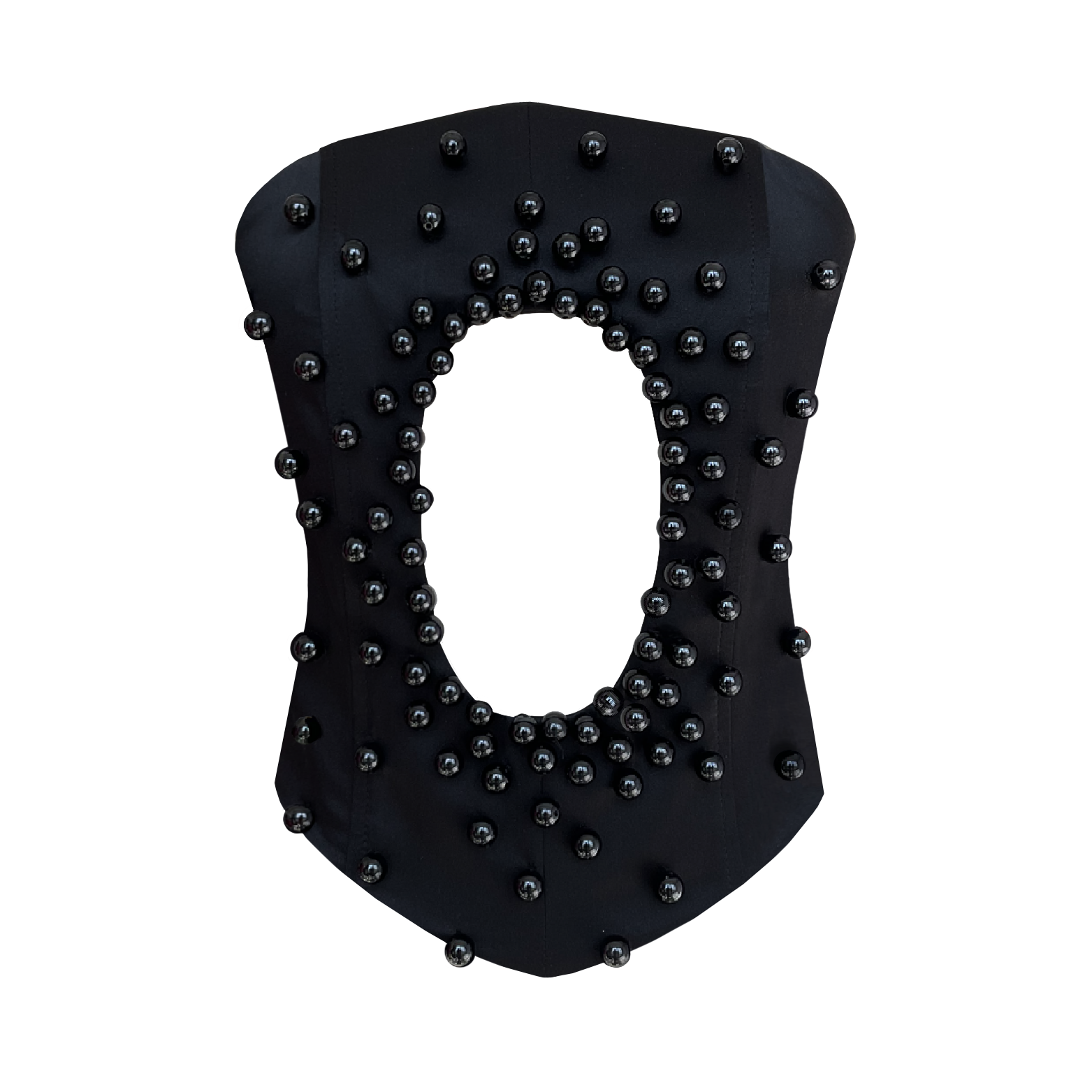 Black corset with beading and hole