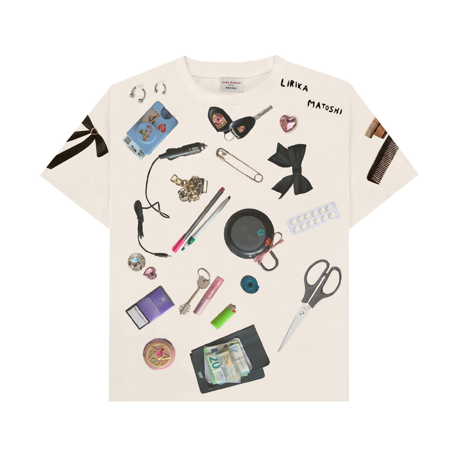 Beige shirt with printed items