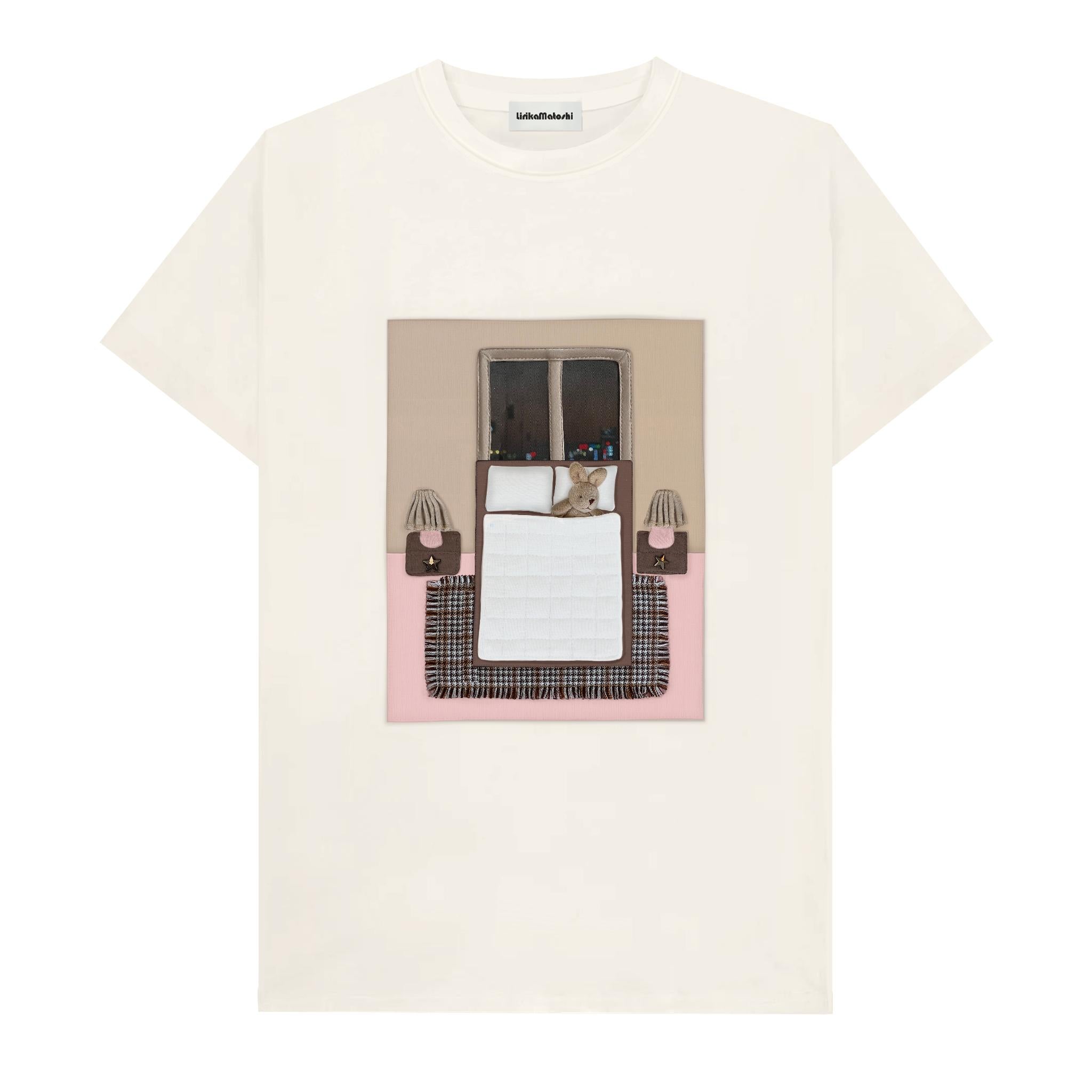 Beige cotton T-Shirt with embroidered pieces