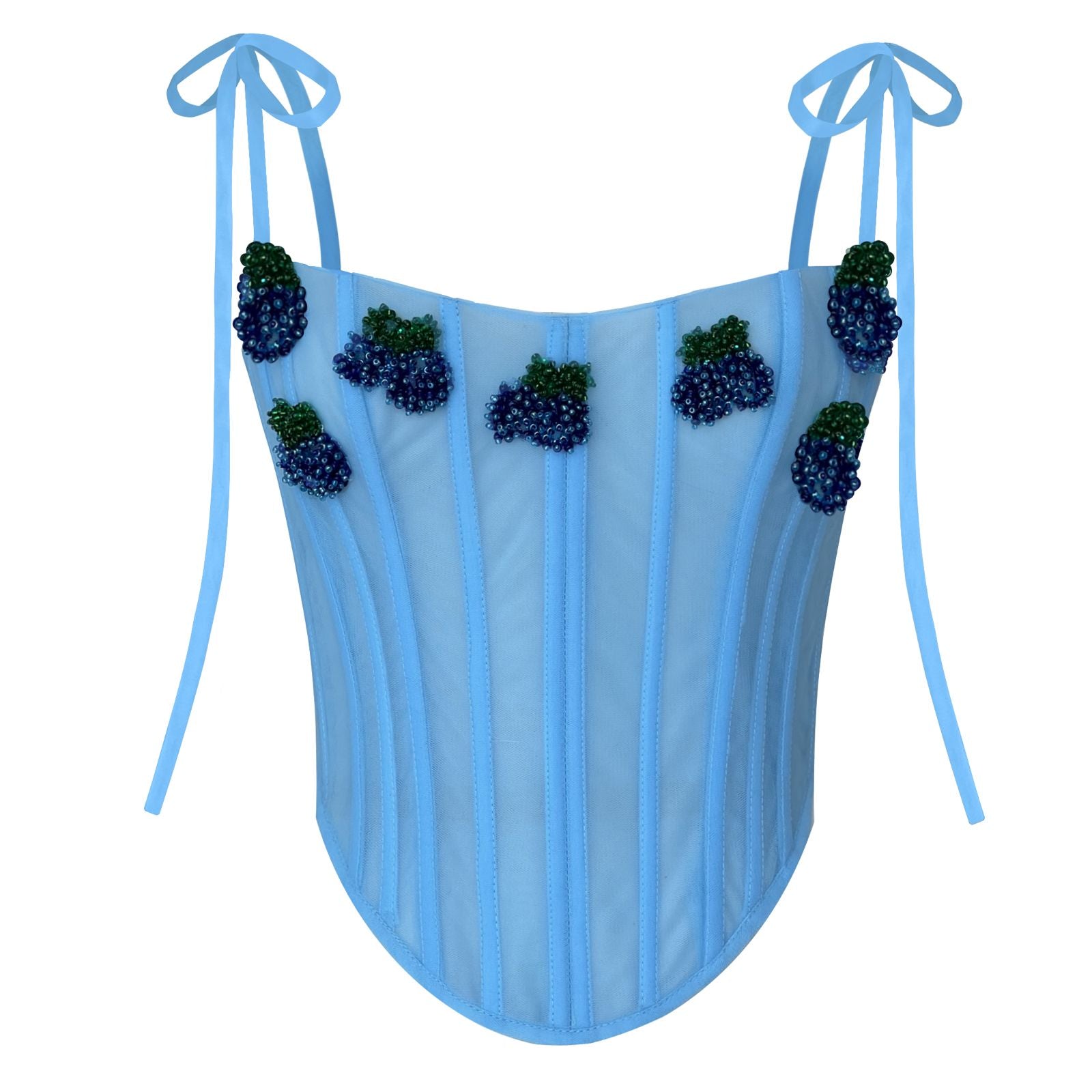 blue corset with blueberries