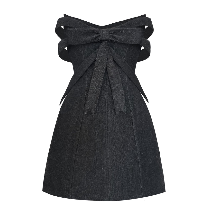 Black mini bow dress