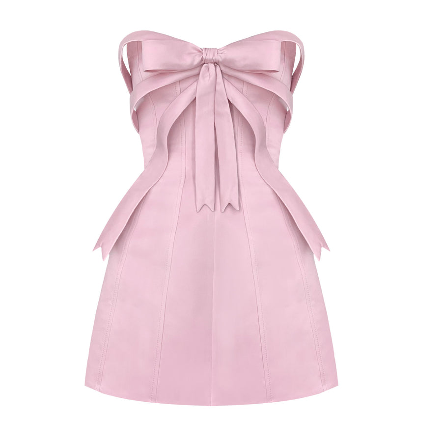 Pink bow mini dress