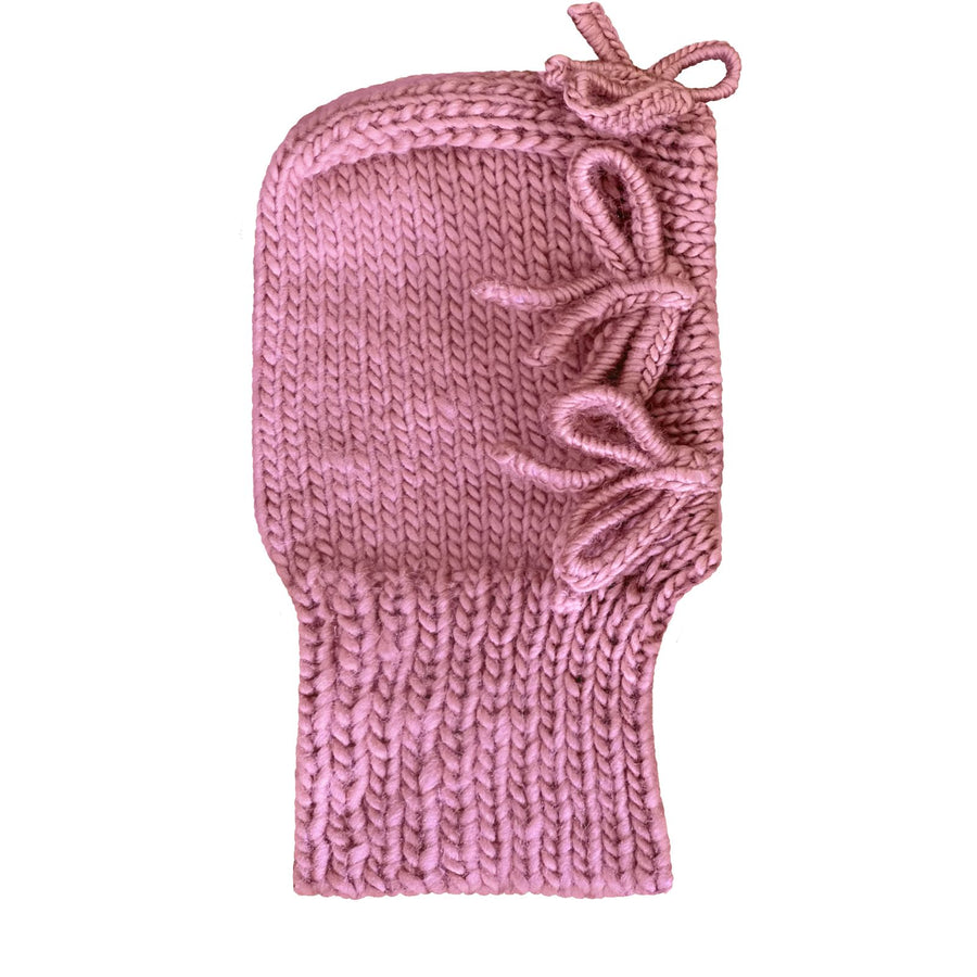 pink bows hand knitted balaclava