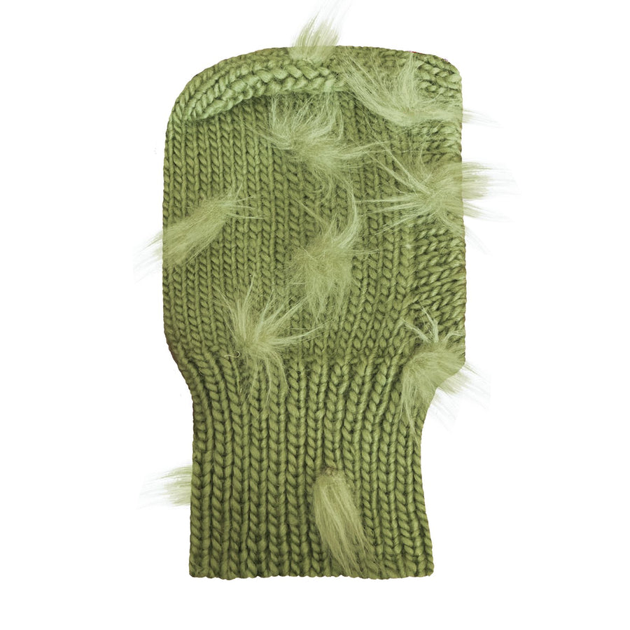 green spike hand knitted balaclava