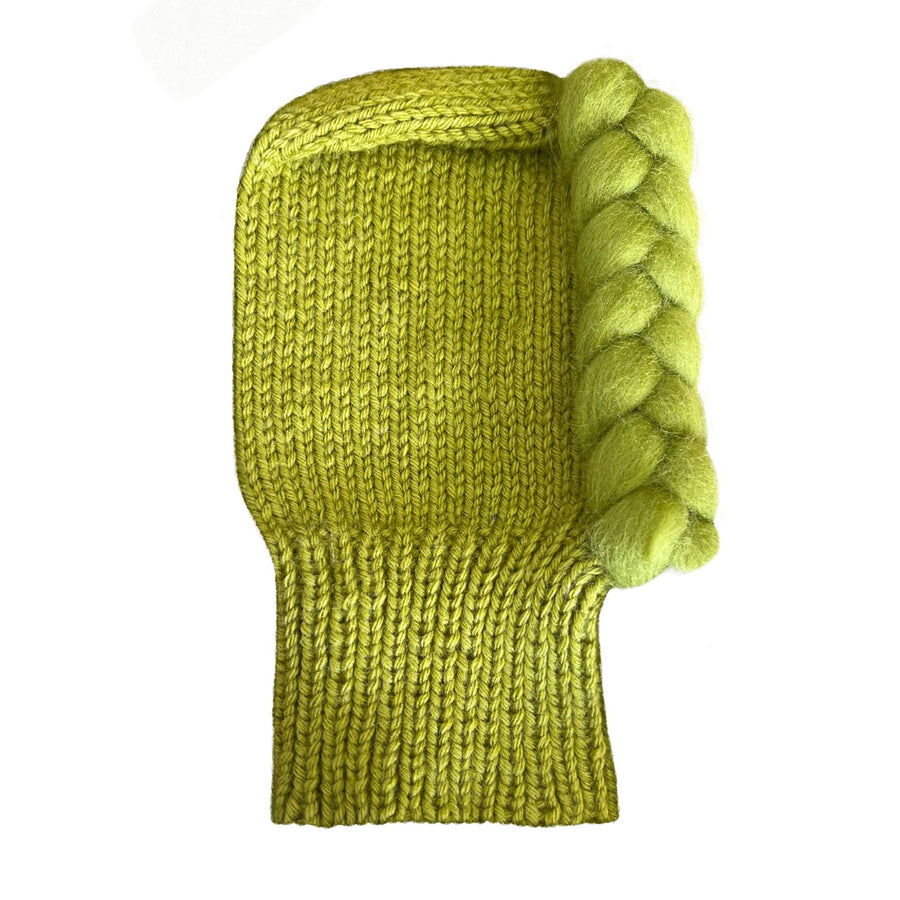 green braid hand knitted balaclava