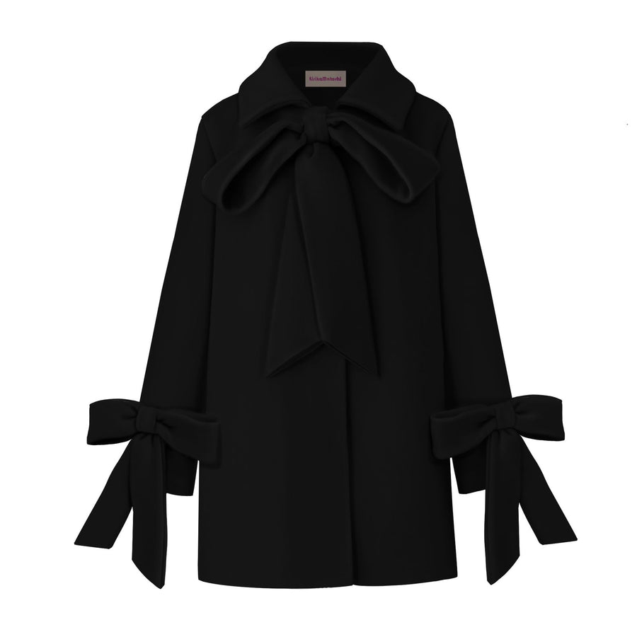 Black coat with bows