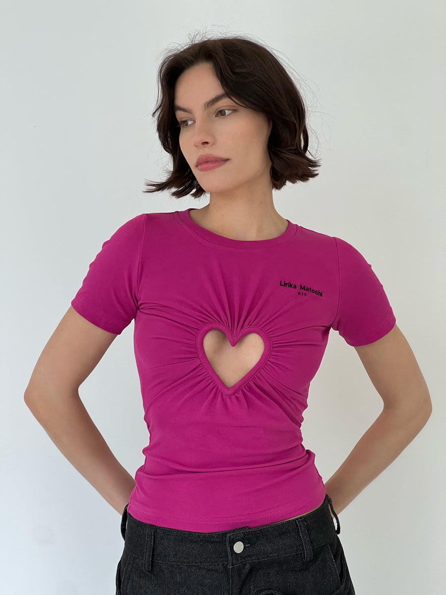 Fuchsia T-Shirt with heart cutout