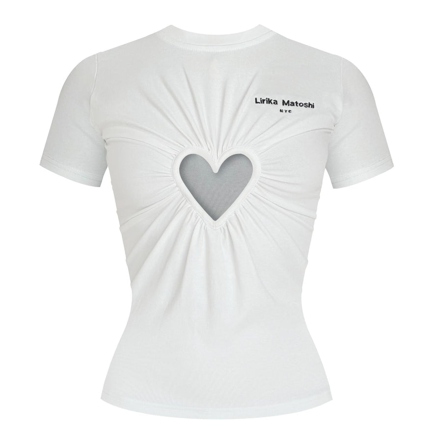 White T-Shirt with heart cutout