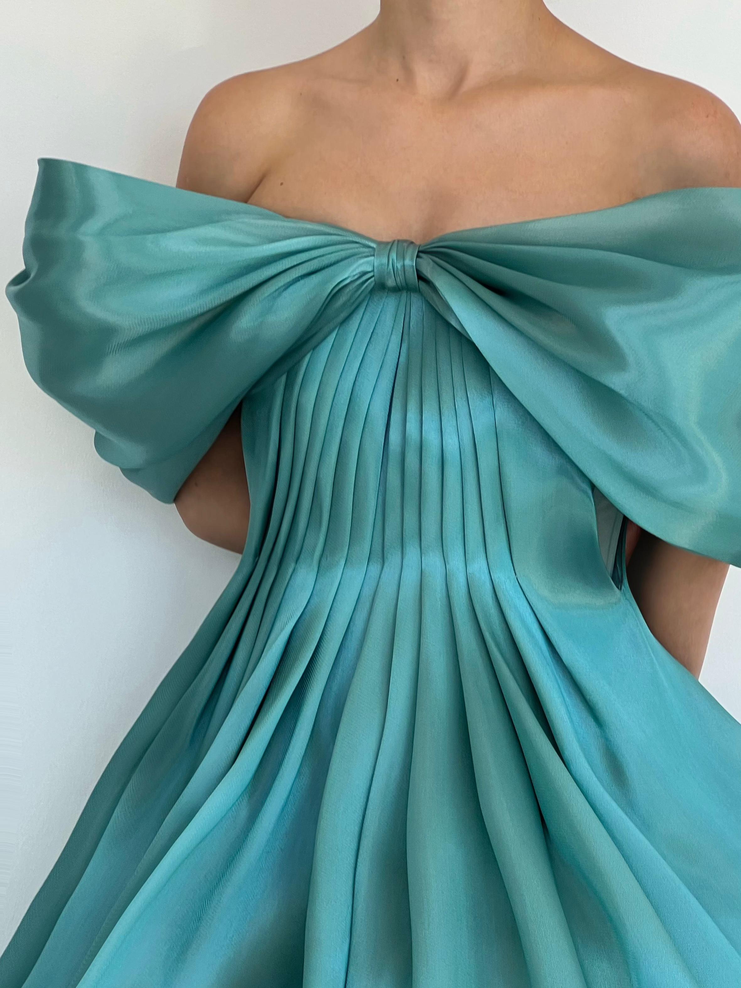 Blue mini dress with ruffles