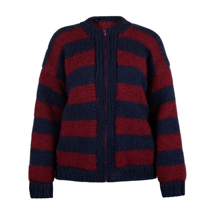 Stripe Sweater Burgundy – Lirika Matoshi - Main Image