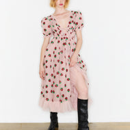 Dot Gathered Dress - ROSARYMOON OFFICIAL WEB STORE