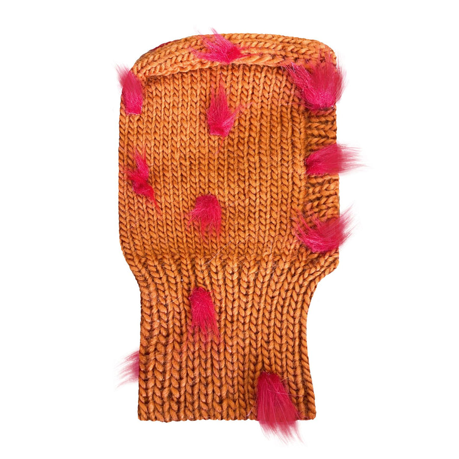 orange spike hand knitted balaclava