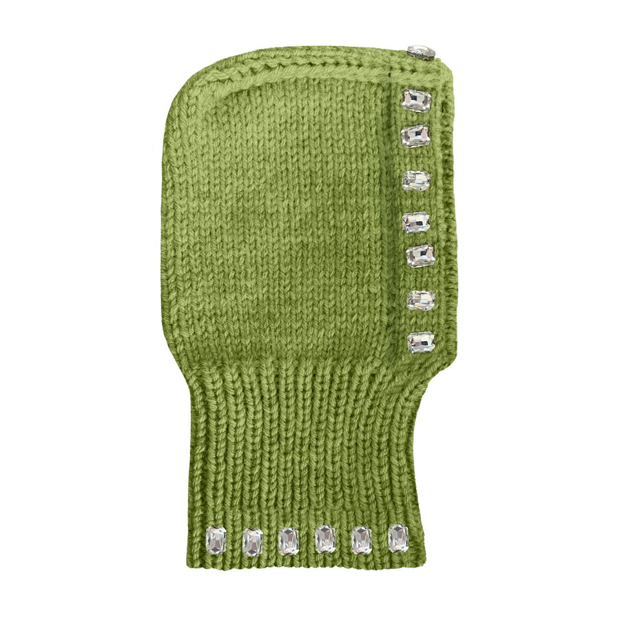 Green Crystal Hand Knitted Balaclava