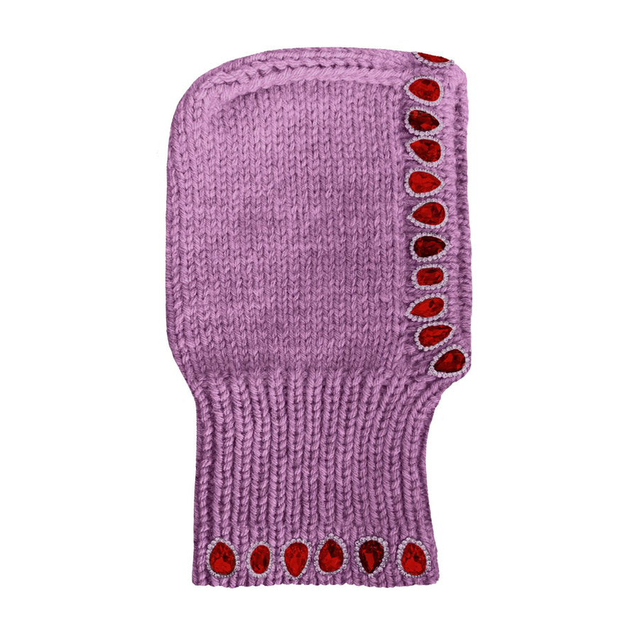 Purple Crystal Hand Knitted Balaclava