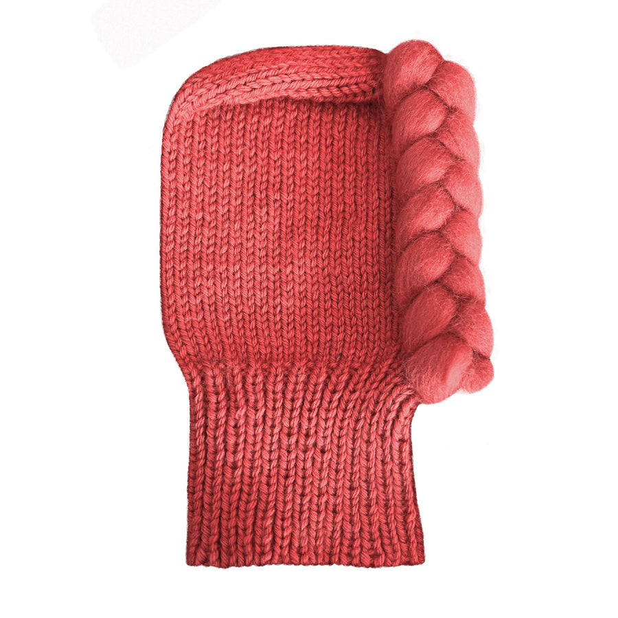 pink braid hand knitted balaclava