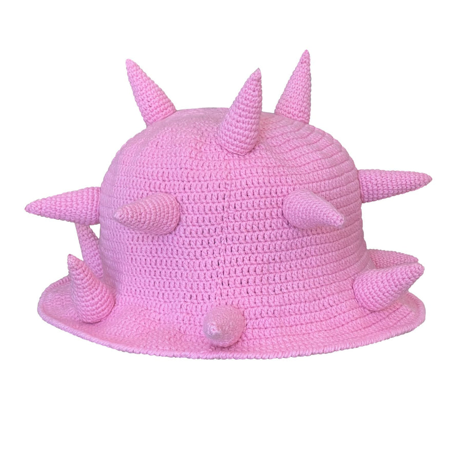 pink crochet spike hat