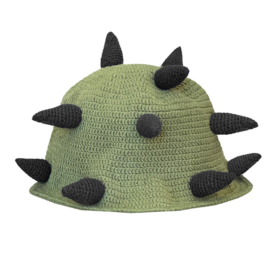 green or army crochet spike hat