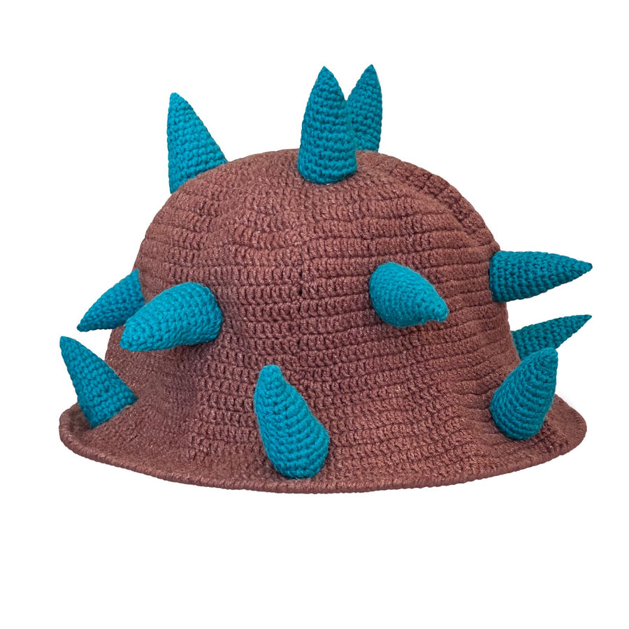 brown crochet spike hat