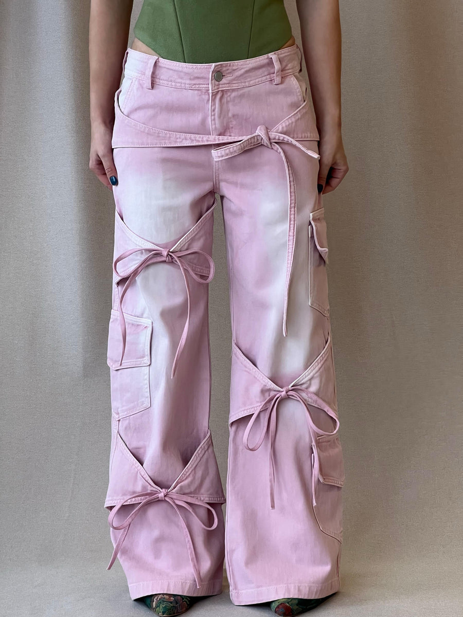 Pink bow jeans