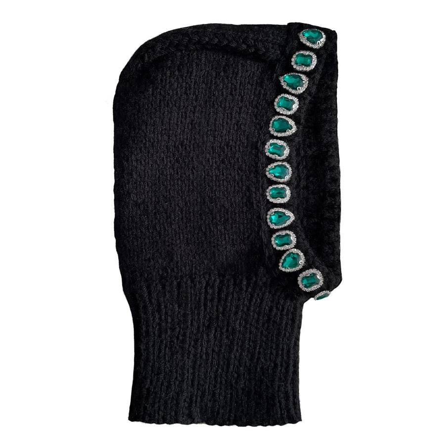 Black Crystal Hand Knitted Balaclava