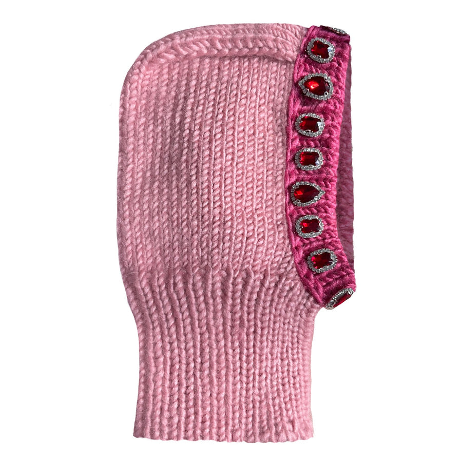 Pink Crystal Hand Knitted Balaclava