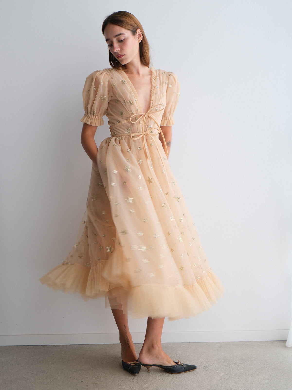 Gold Starry Midi Dress