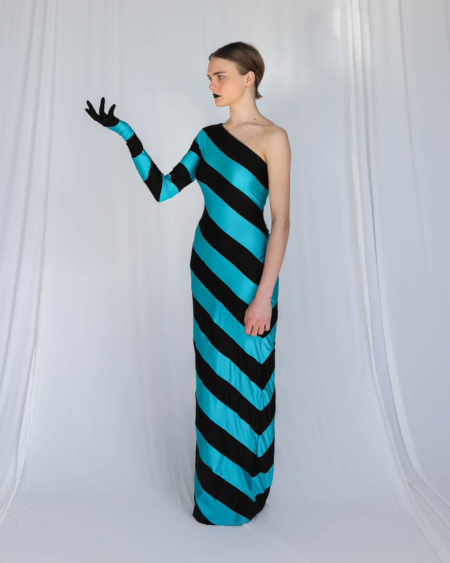 Turquoise & Black Stripe Dress