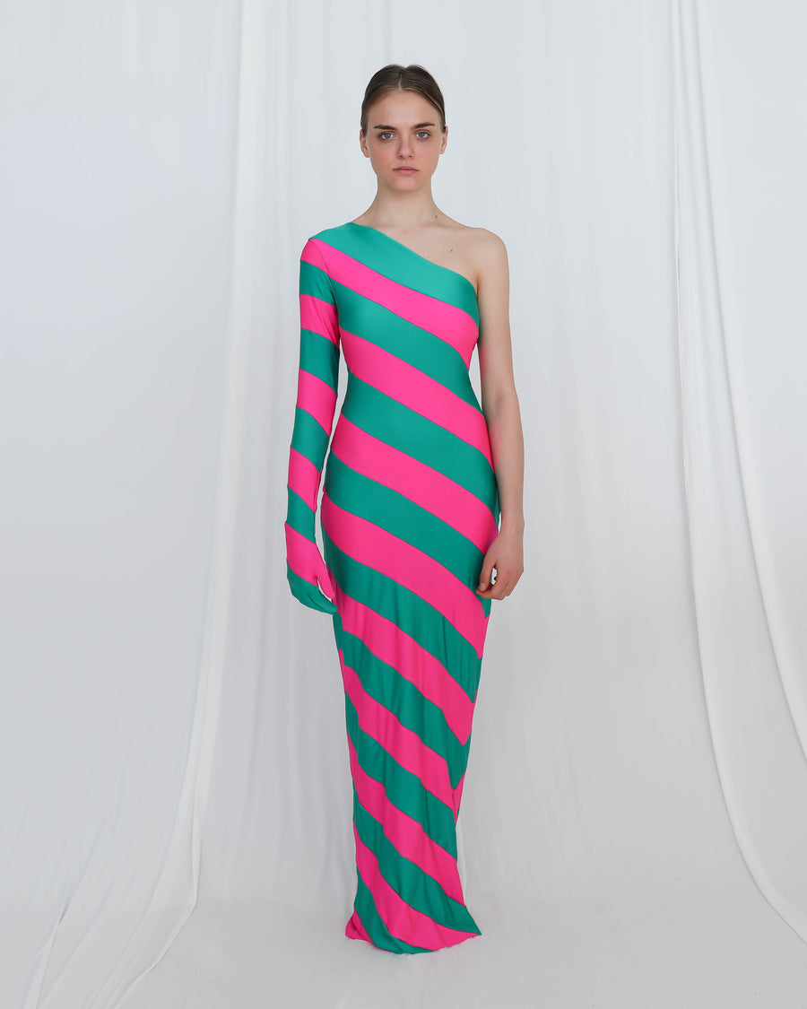 Pink & Green Stripe Dress